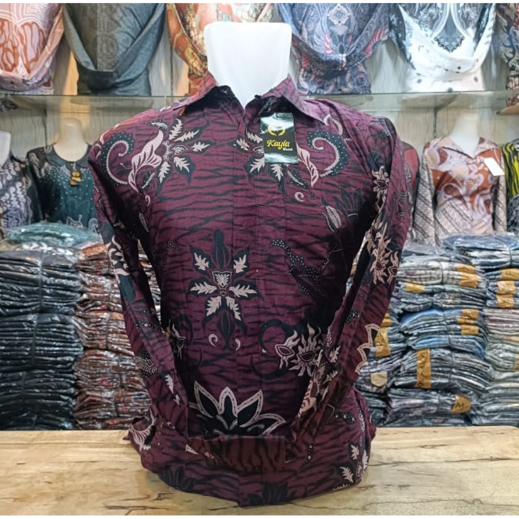 Batik Cotton Long Sleeve IIN COLLECTION || Burgundy