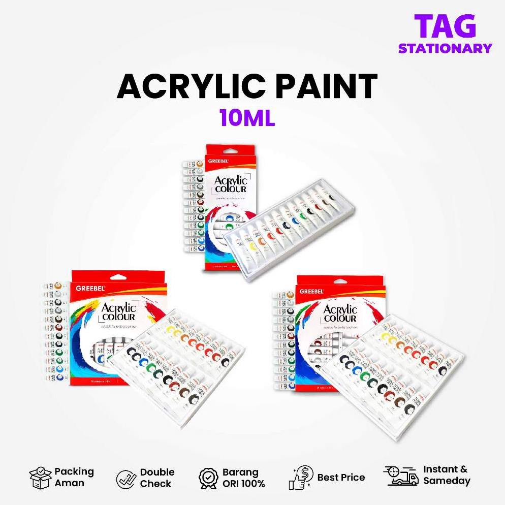 

KODE F24Y GREEBEL Cat Lukis Akrilik Set 12 24 Warna Acrylic Paint Color 1ml Cat Melukis Cat Akrilik