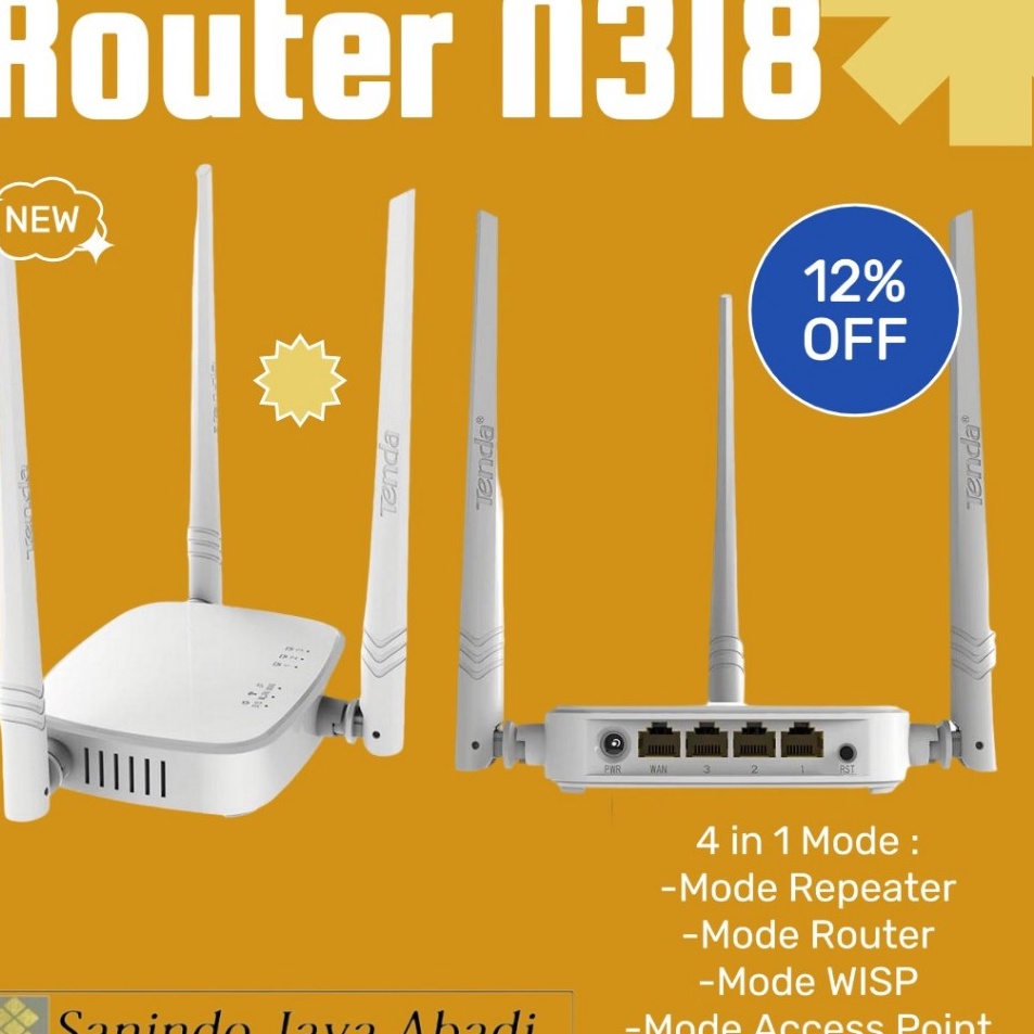 BISA COD Router Tenda N318 Wiresless 3Mbps 3 Antena