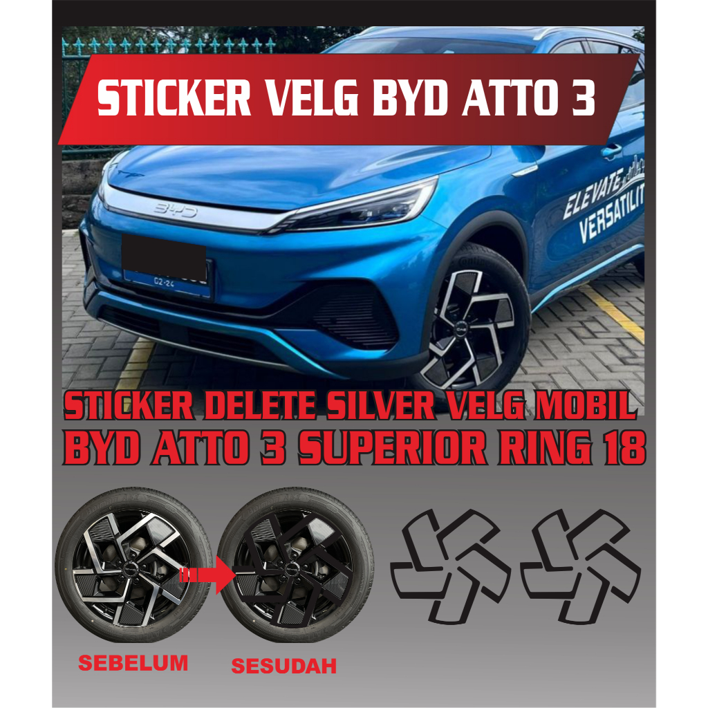 STICKER VELG/ DELETE SILVER VELG MOBIL/ STICKER VELG MOBIL BYD ATTO 3 ADVACE RING 17