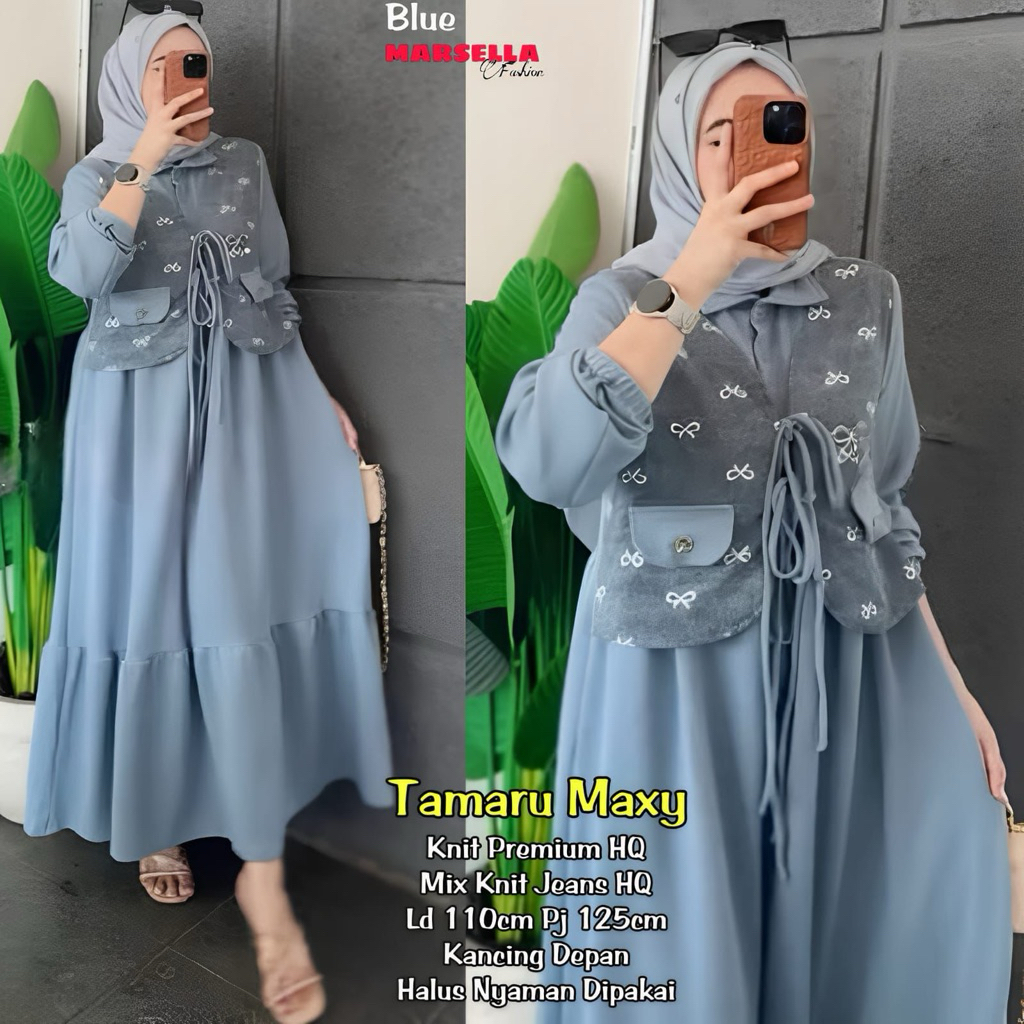 Tamaru Maxy Gamis Set Rompi Black Marsella Fashion | Dress Muslim Knit Premium HQ