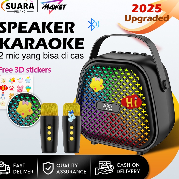 Big Sale PRO MAX BASSMAIKET Speaker Bluetooth Karaoke Super Bass 2 mic Portable Mini Advance MP3 Pla