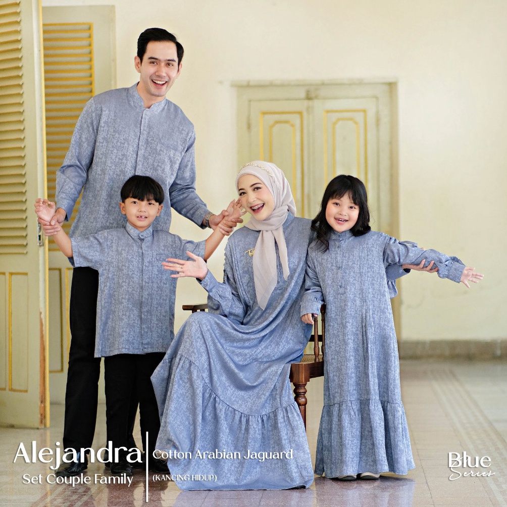 KODE T32Q Alejandra Set Couple Dress Kurta Muslim Cotton Arabian Jaguard Motif Batik Gamis Koko Baju