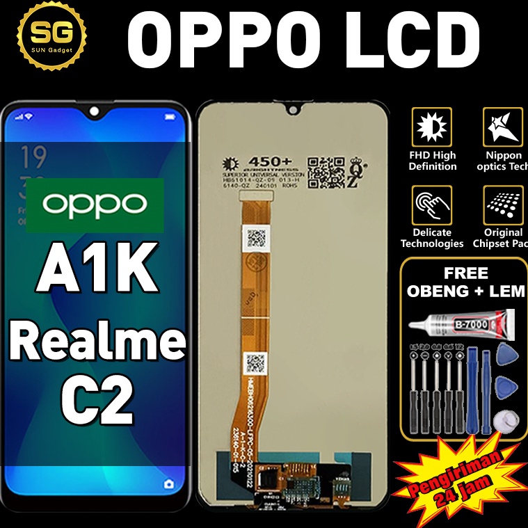 KODE W55Q Original LCD OPPO A1K LCD Realme C2 Fullset FREE GIFT Touchscreen asli Ori