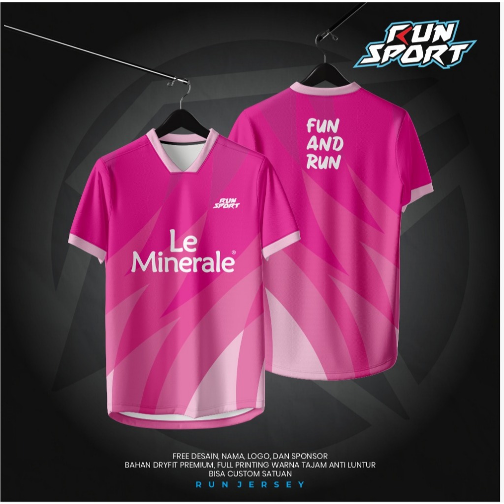 JERSEY RUNNING PINK SPREY - JERSEY LARI -  JERSEY BADMINTON - JERSEY CUSTOM  FULL PRINTING