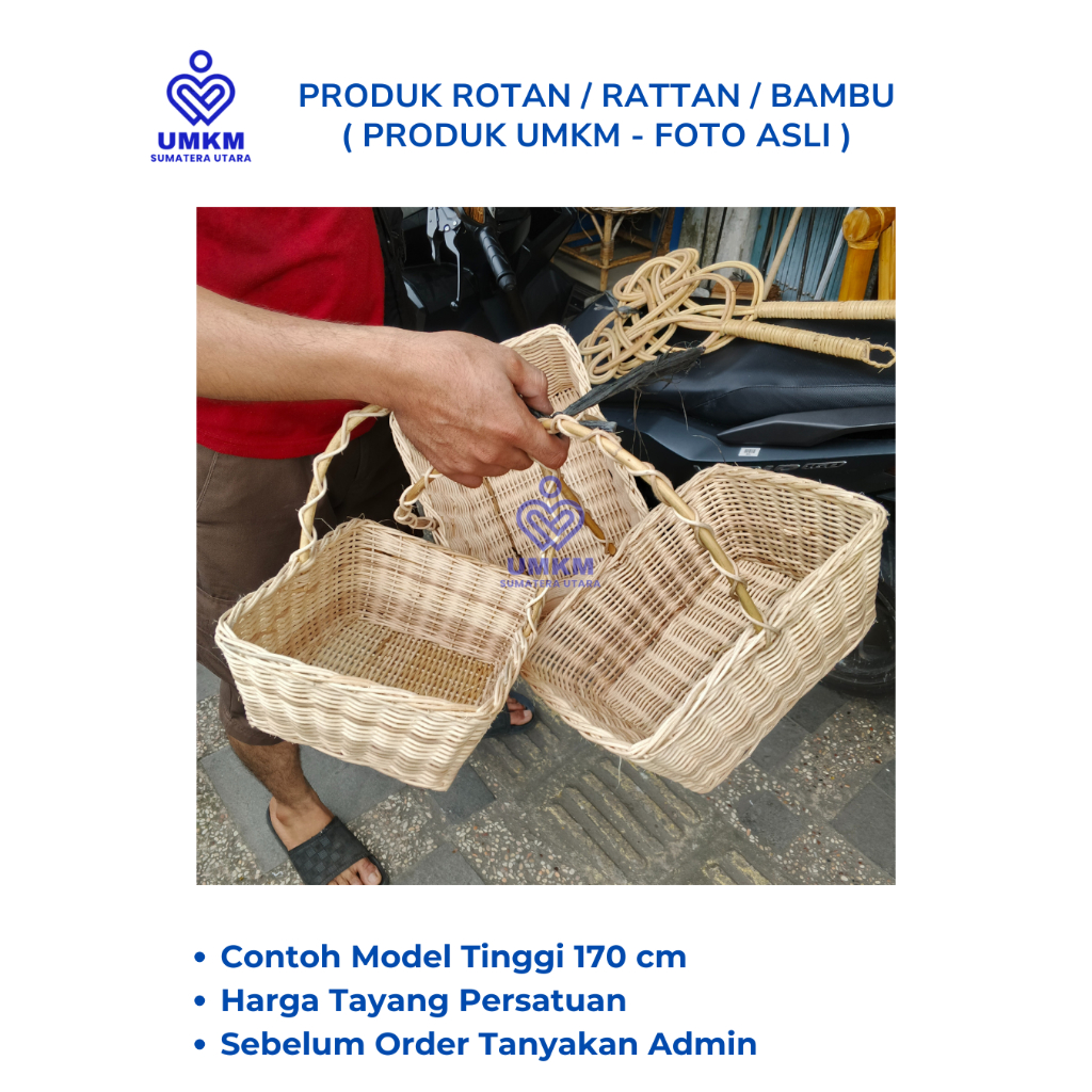 Keranjang Petak Miring Tangkai / Parcel Tangkai / Parcel Rotan / Parcel Buah / Keranjang Buah / Kera