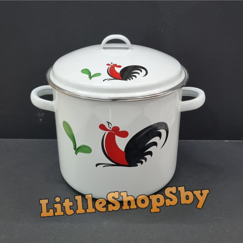 Panci Enamel Besar Jumbo 8QT / 7,5 Liter Ayam Jago Putih 7500ml