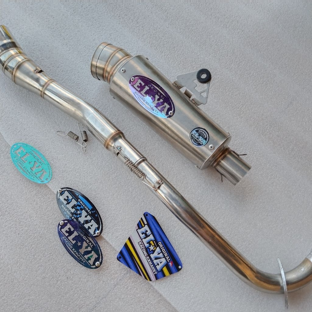 knalpot original ELYA emblem Titanium model jrm leher netral pnp all bebek Jupiter vega astrea grand