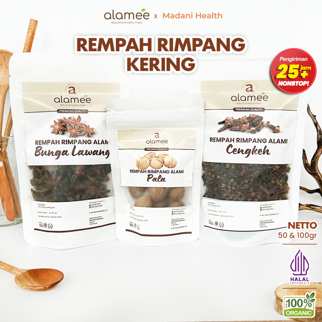 

ALAMEE Bumbu Dapur Rempah Rimpang Temulawak Kayu Manis Jahe Kunyit Lada Hitam Kencur Ketumbar Kering madanihealth
