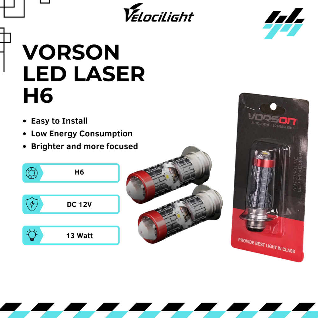 VORSON Lampu Utama LED Motor Mini Biled H6 Projie Laser Mio Beat Vario Matic Bebek PNP Super Terang
