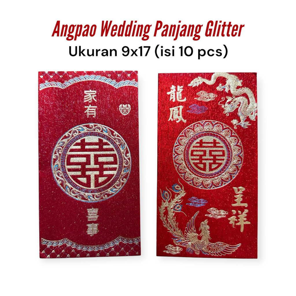 

Angpao Wedding / Pernikahan Panjang Glitter isi 10 pcs