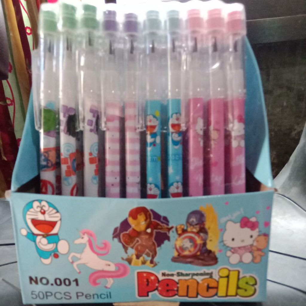 

pensil bensia isi ulang motif gambar/pensil lantu susun cabut