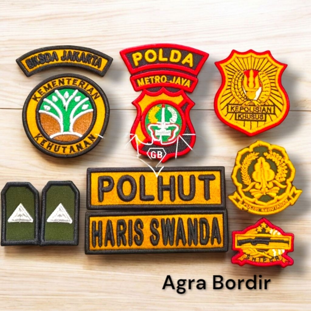 TERLARISBordir polhut pdl warna |kehutanan timbul 3d bisa request