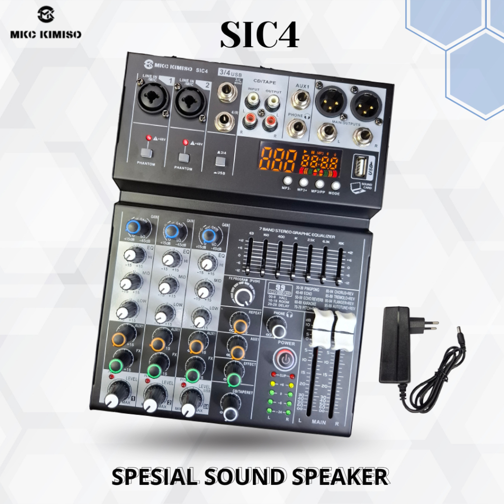 AUDIO AMPLIFIER SIC4 SOUNDCARD BLUETOOTH USB MIXER PROFESSIONAL
