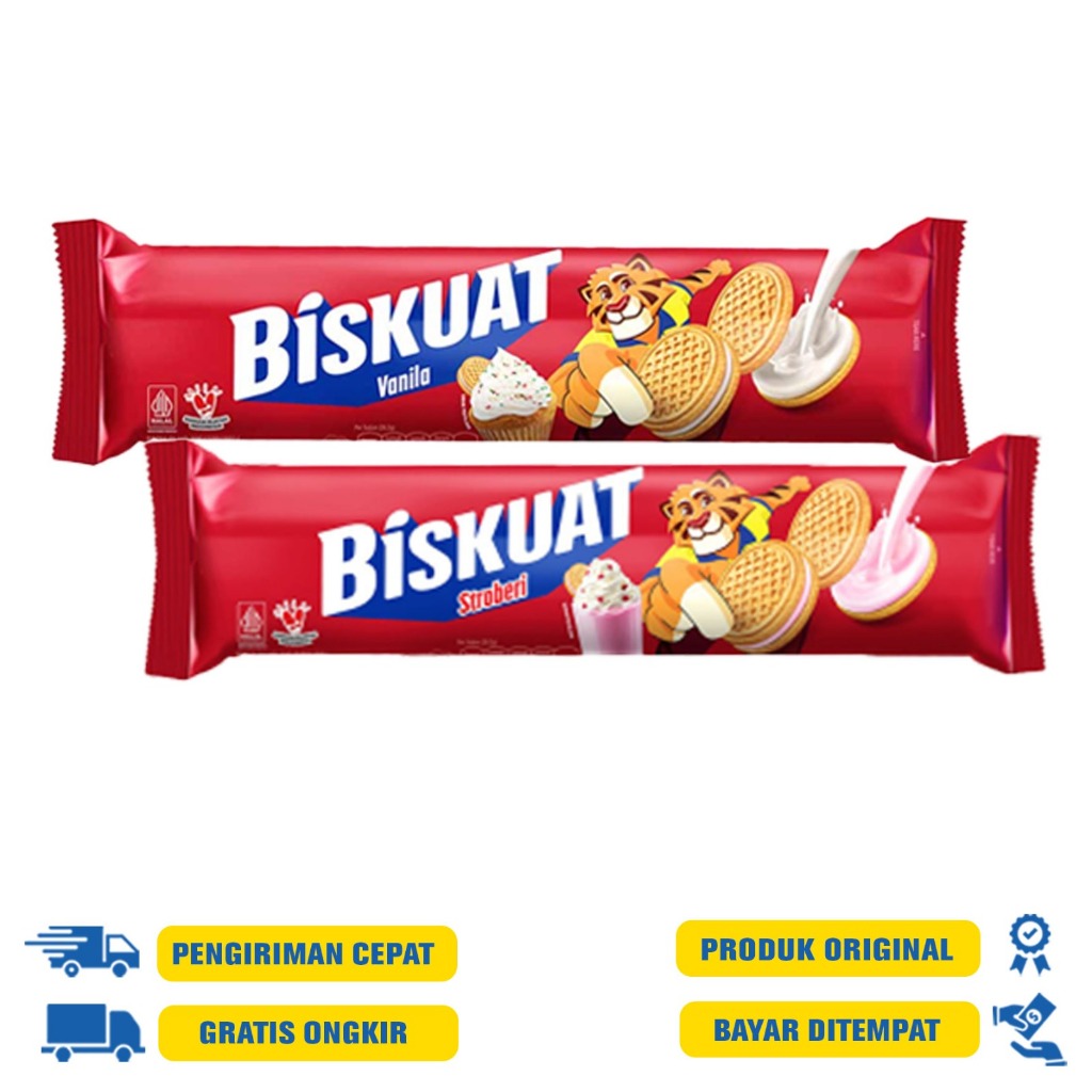 

Biskuat 105 Gr -Vanilla | Golden Strawberry - Biskuit Sandwich tersedia 2 varian