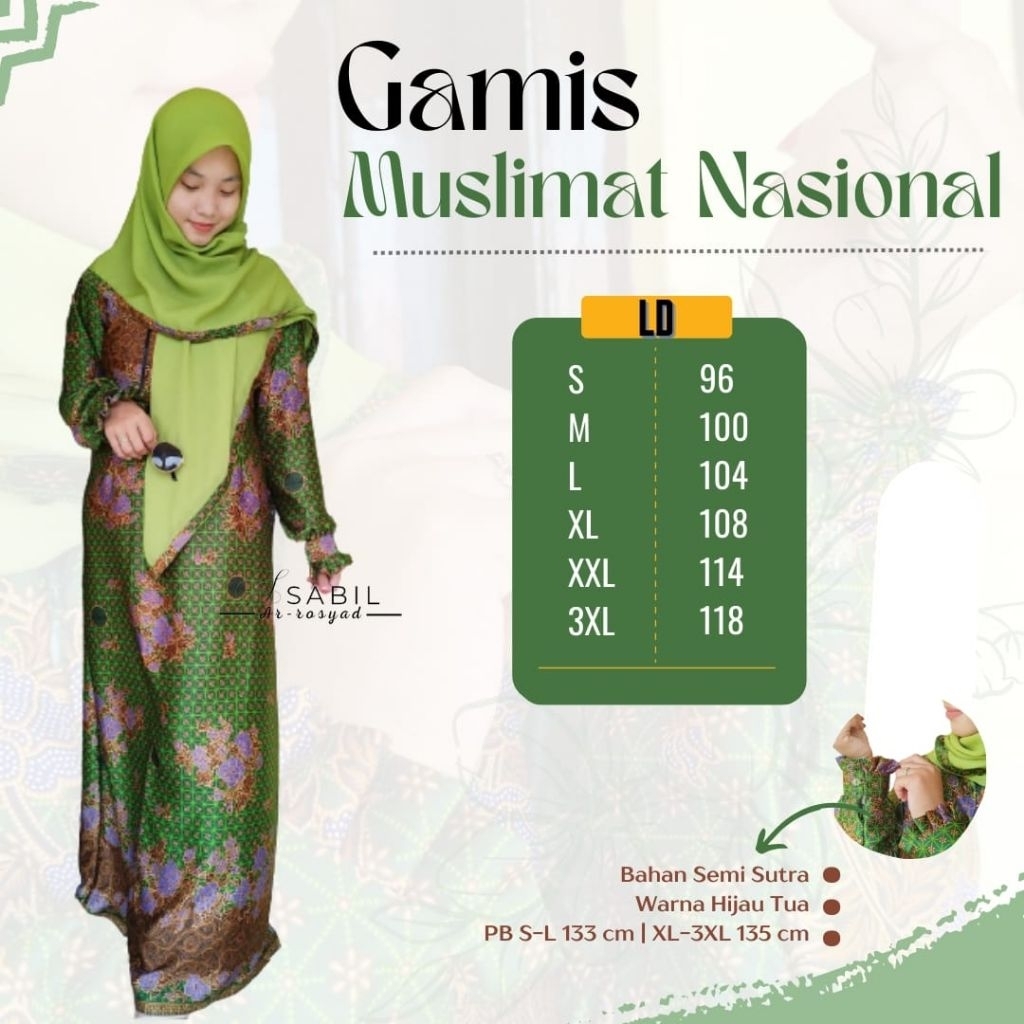 GAMIS MUSLIMAT NU BAHAN SEMISUTERA (HIJAU MUDAN DAN TUA)