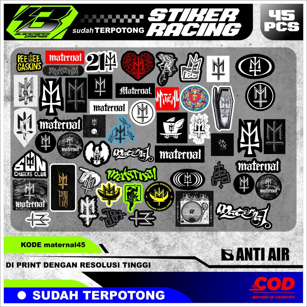 

45pcs stiker pack maternal stiker case hp helm laptop dll sudah terpotong