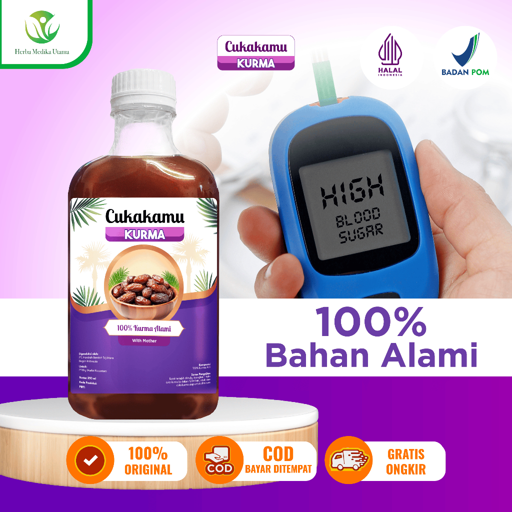 

CUKAKAMU KURMA - Menurunkan Kadar Gula Darah Tinggi & Tubuh Sehat Wajah Glowing - 3 Botol