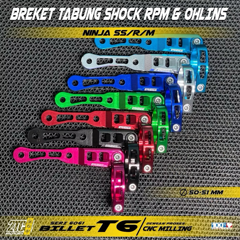 BREKET TABUNG SHOCK BELAKANG OHLINS DAN RPM NINJA SS R M CNC
