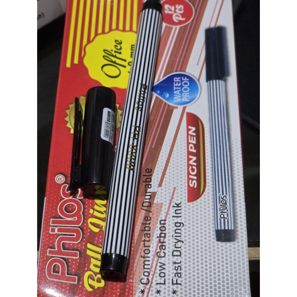 

PULPEN PHILOS BALL LINER 1.0MM TINTA HITAM PER BOX 12 PCS PEN GEL PHILOS BALL LINER HITAM PER LUSIN