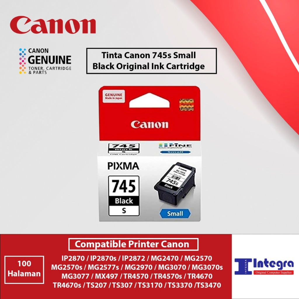 Tinta Canon 745 Small | 745s Black Original Cartridge Tinta Printer Canon MG2570s TR4670