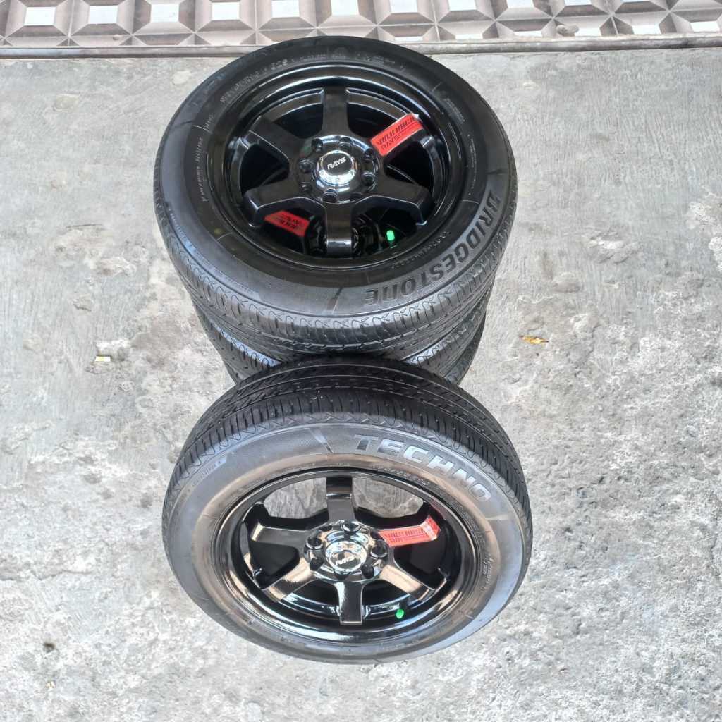 ( PROMO) PAKET 1 SET VELG TE37 SL BARU ban second R14 H4 dbl vcd 100/114 lbr 6 rt Et 35 Hitam