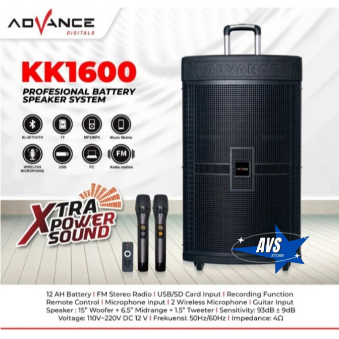 ADVANCE PROFESIONAL BATTERY SPEAKER SYSTEM KK 1600