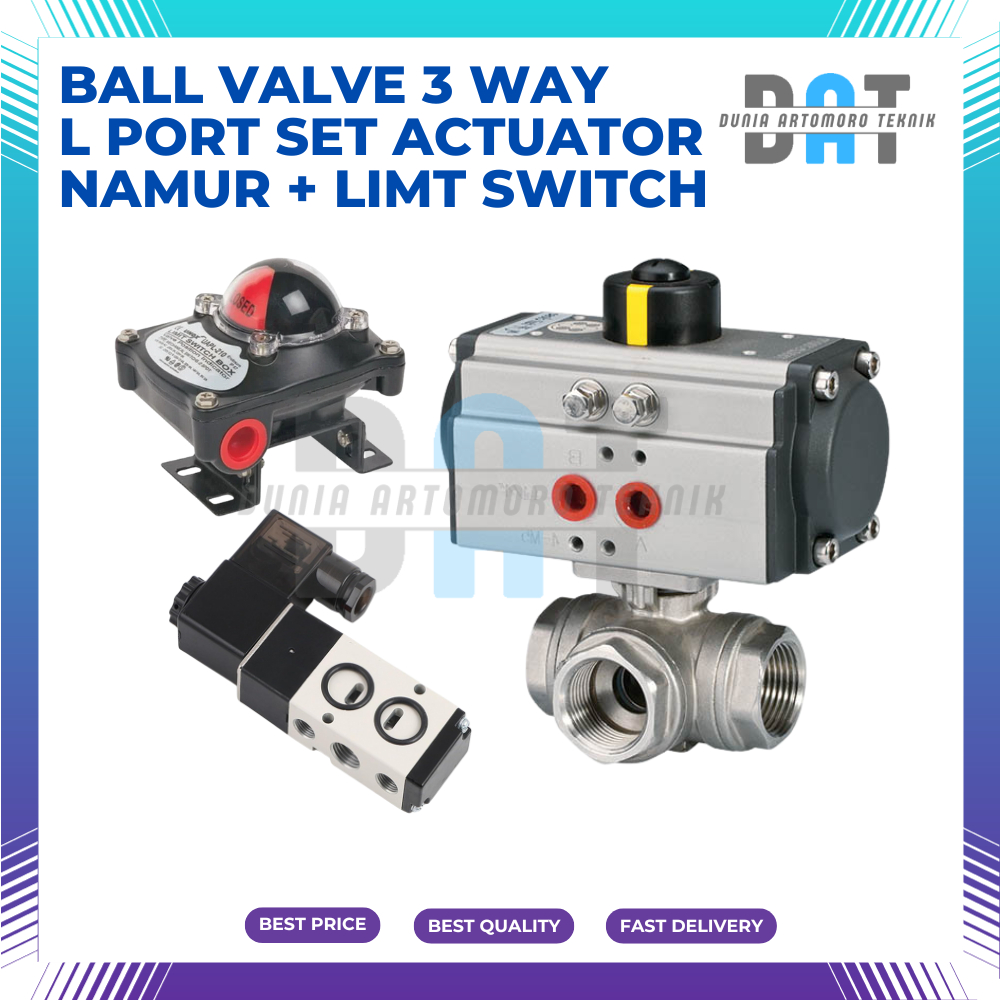 Actuator Ball Valve 3 Way Type L Port Single Acting Size 3/4 Inch