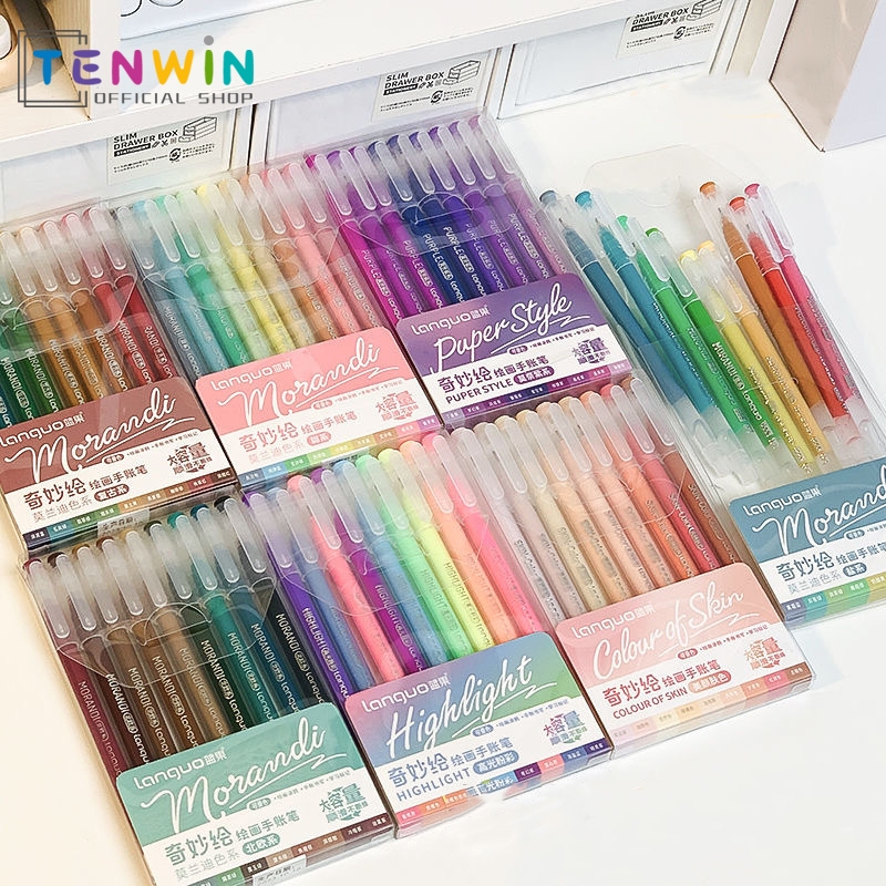 

Morandi art painting gel pen Pulpen Warna 9PCS/BOX / Pulpen Warna / Pulpen Gel Set-Tenwin