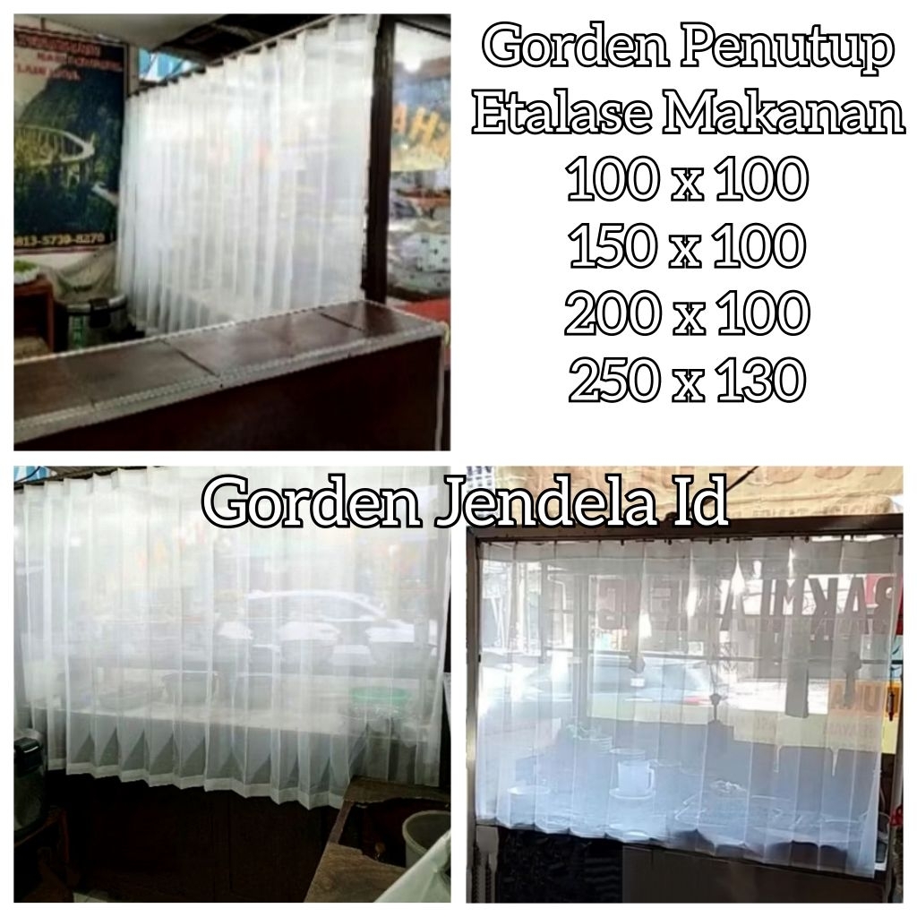 Gorden Etalase Warung Makan Padang Vitrase Gorden Plisket Model Cantolan Putih polos
