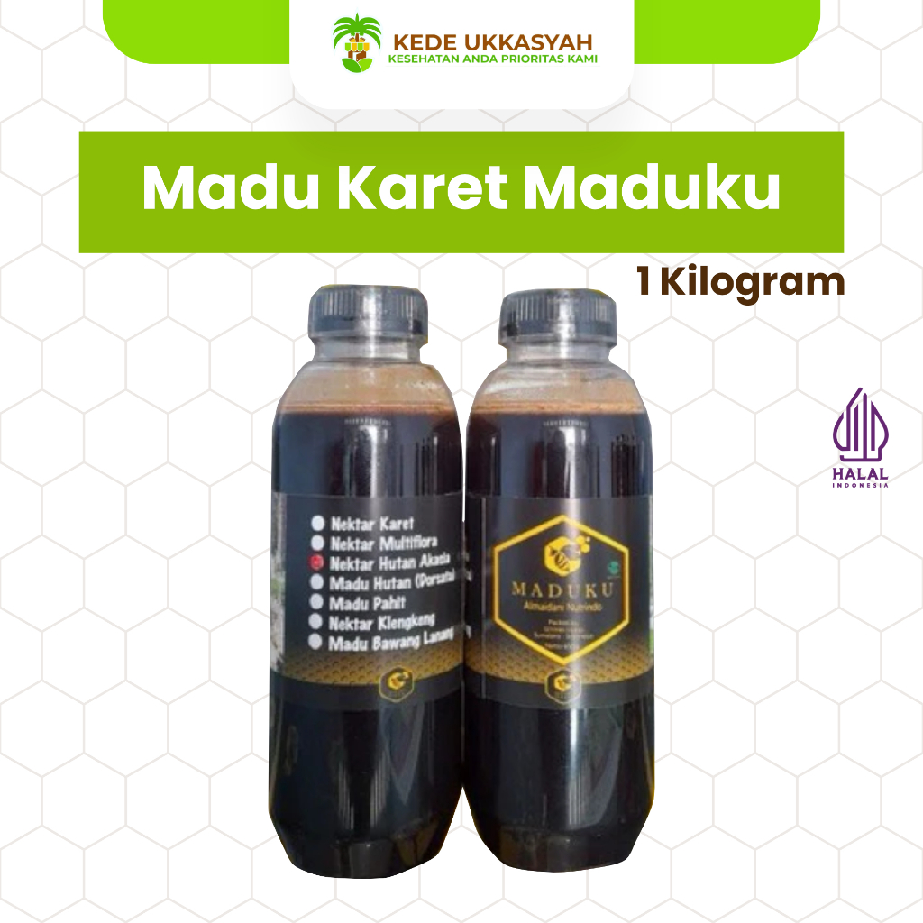 

Madu Murni Asli Nektar Karet Netto 1KG Maduku Lulus Uji Lab