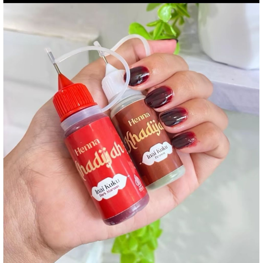 Bundling Paket Ombre Henna Khadijah+Vitamin kuku hitam maroon / coklat maroon / Inai Kuku Tahan Lama