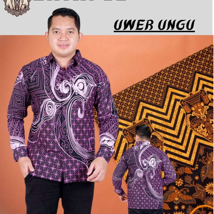 ⸨BATIK.UE⸩ BAJU BATIK UWER UNGU PRIA LENGAN PANJANG