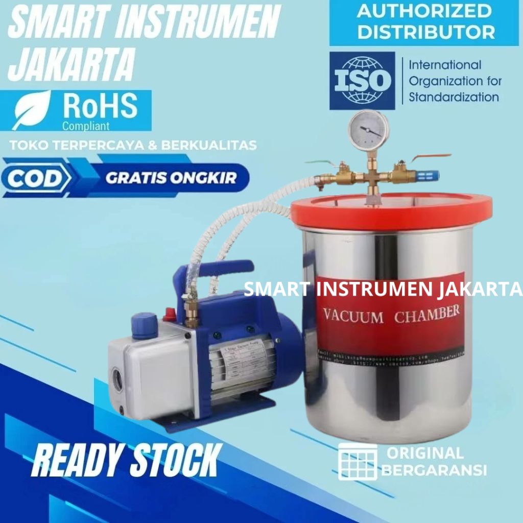 Vacuum Chamber 9 galon (34 L) + Vacuum Pump 1 hp