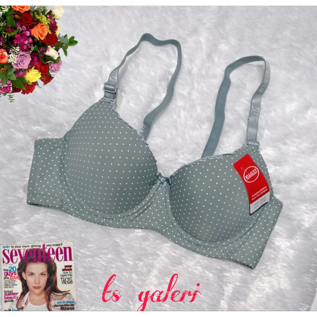 Bra B102 Bra MissLilly volkadot cup B Bra kawat kancing 3 ukuran 36.38.40.42