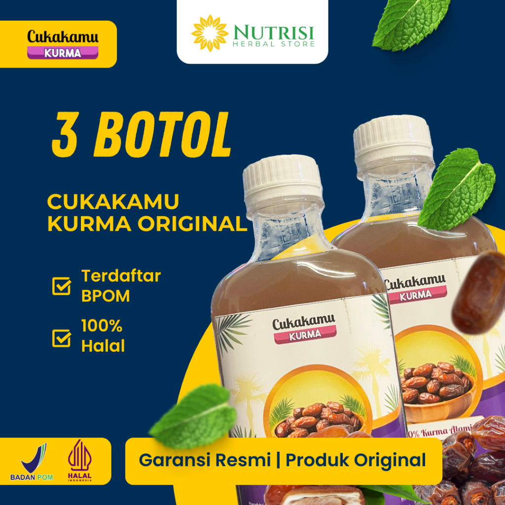 

CUKAKAMU Cuka Kurma Mencerahkan Wajah Putih Bersih Flek Hitam & Kerutan Hilang - 3 Botol