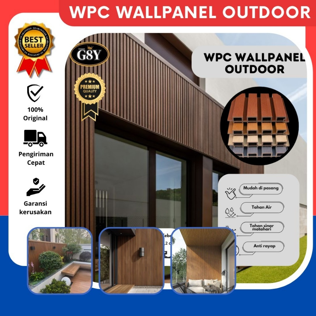 WPC Outdoor Wood Panel Kisi Kisi WallPanel Outdoor Dinding /Pagar /Wall Panel Exterior Rumah