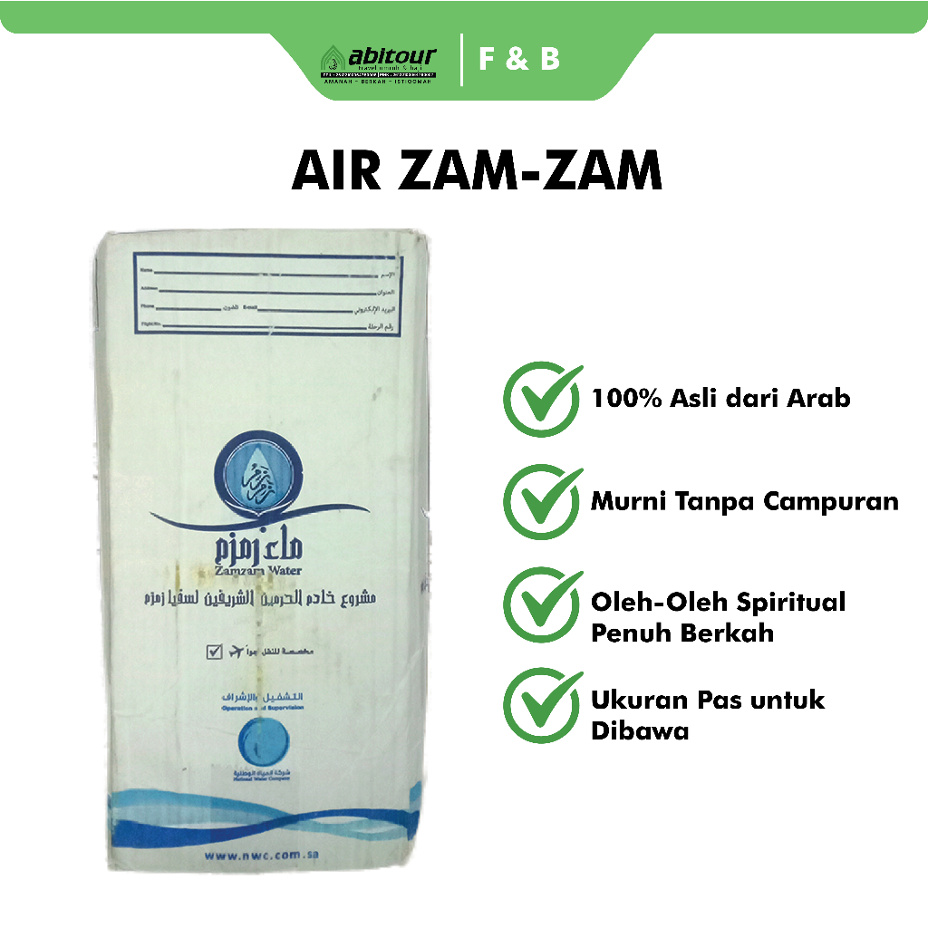

Air Zam Zam Kemasan Galon 5 Liter Dengan Box/Zam Zam Asli Tanpa Campuran - Air Zam Zam 5 Liter jerigen Asli atau Original Tanpa Campuran - Air Zamzam 5 Liter/ Zamzam water/zamzam 5L & 1L Galon/oleh oleh haji/oleh oleh umroh