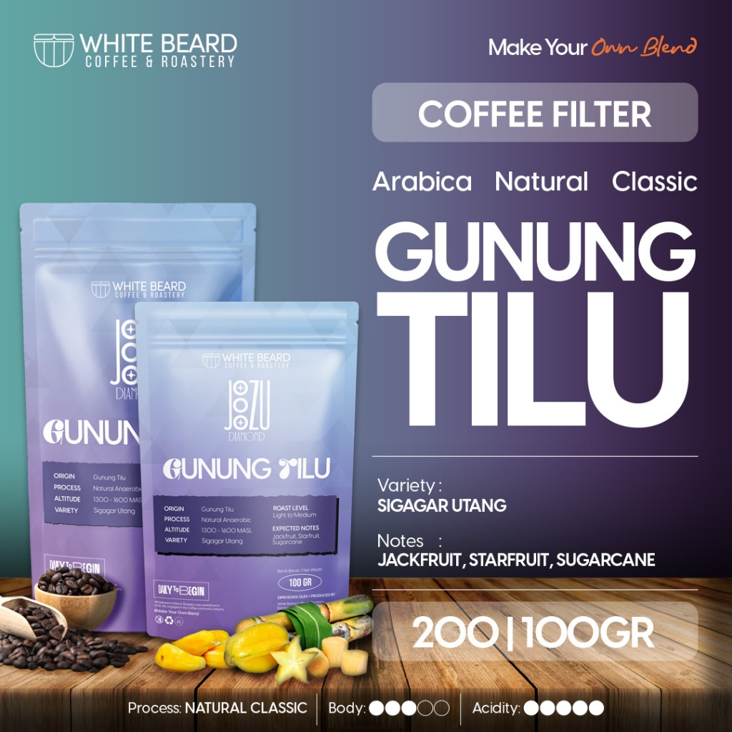 

Whitebeard - Filter Specialty Gunung Tilu Natural Biji Kopi Bubuk Single Origin V60 100 gr 200 gr