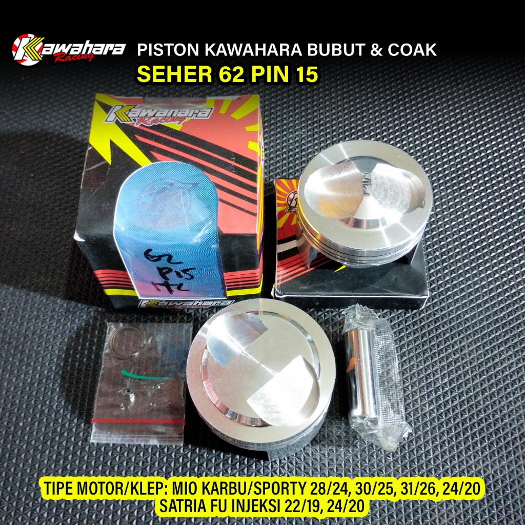 Paket Seher Kawahara 62 Pen Pin 15 Plus Bubut dan Coak Klep Piston Custom Bubut Cowak Klep Kompresi 
