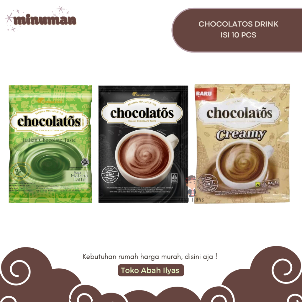 

Chocolatos Drink Chocolate Matcha Latte Creamy Latte 28gr Isi 10 Pcs