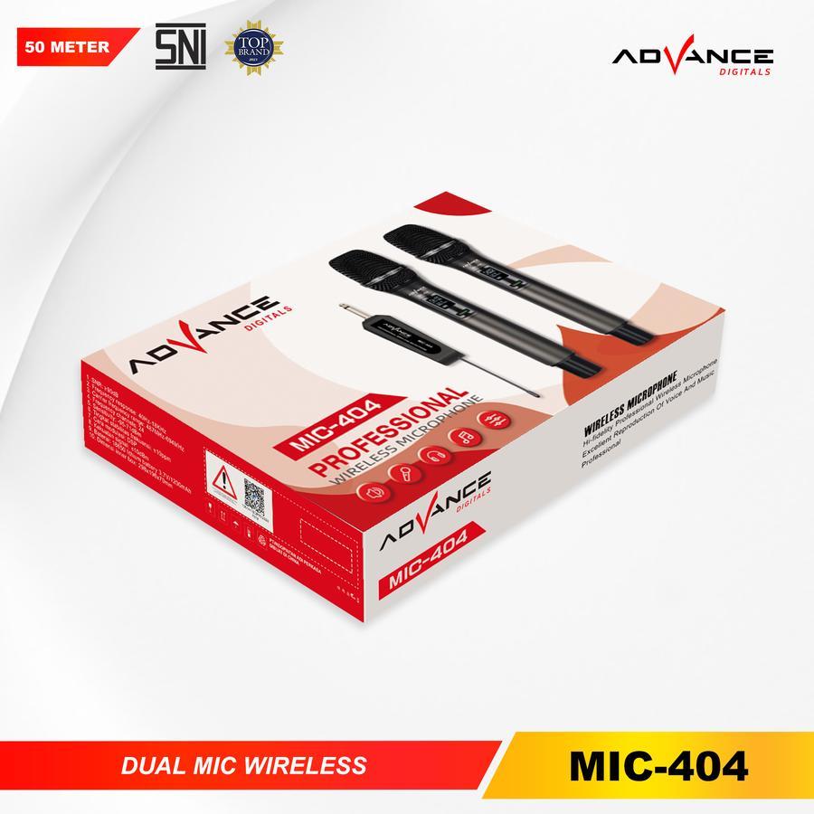 Advance MIC-404 Double Mic Wireless Recharger Bisa digunakan untuk Souncard/Speaker Garansi