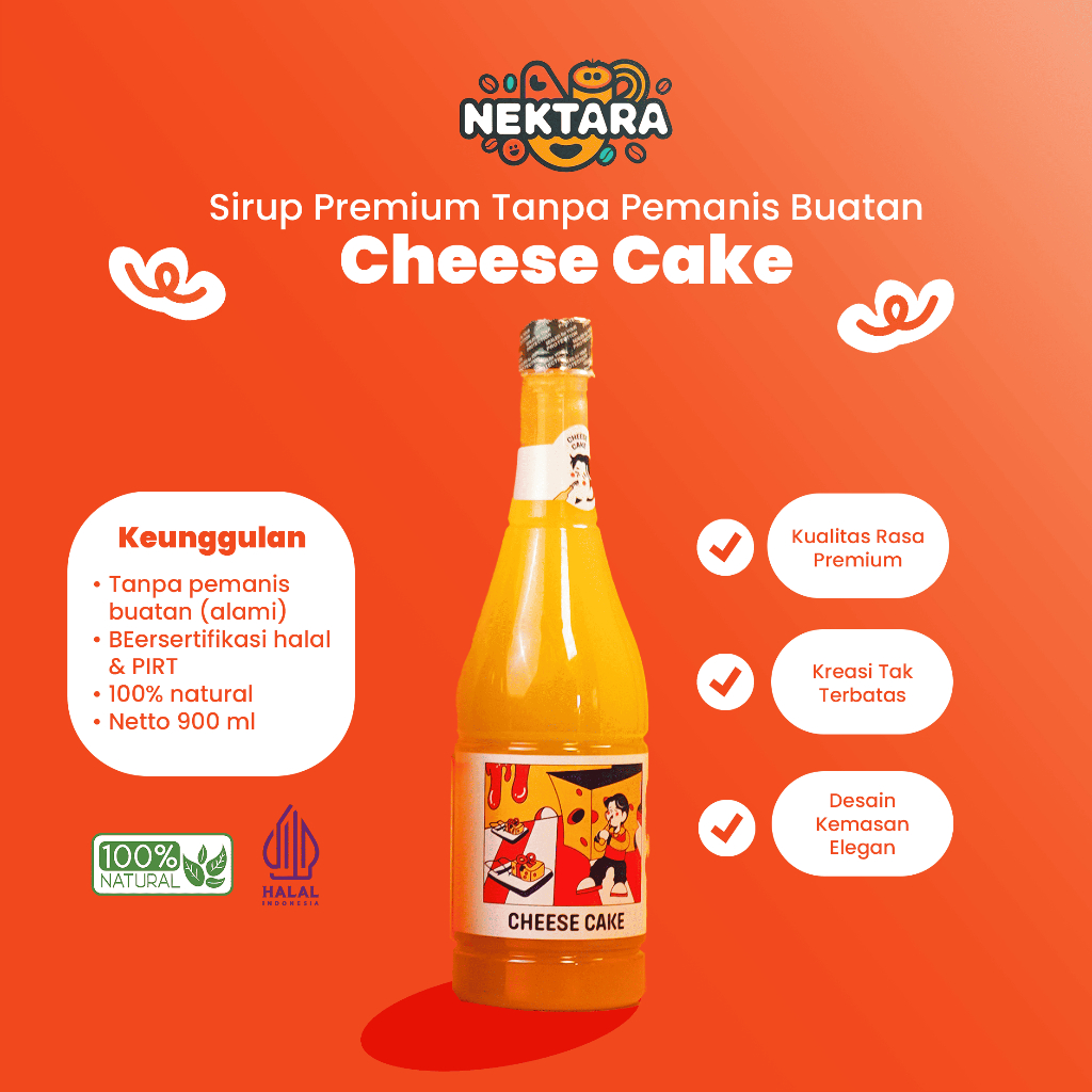 

Nektara Sirup Premium Rasa Cheese Cake Tanpa Pengawet Utk Bahan Makanan, Minuman di Kafe, Coffeeshop