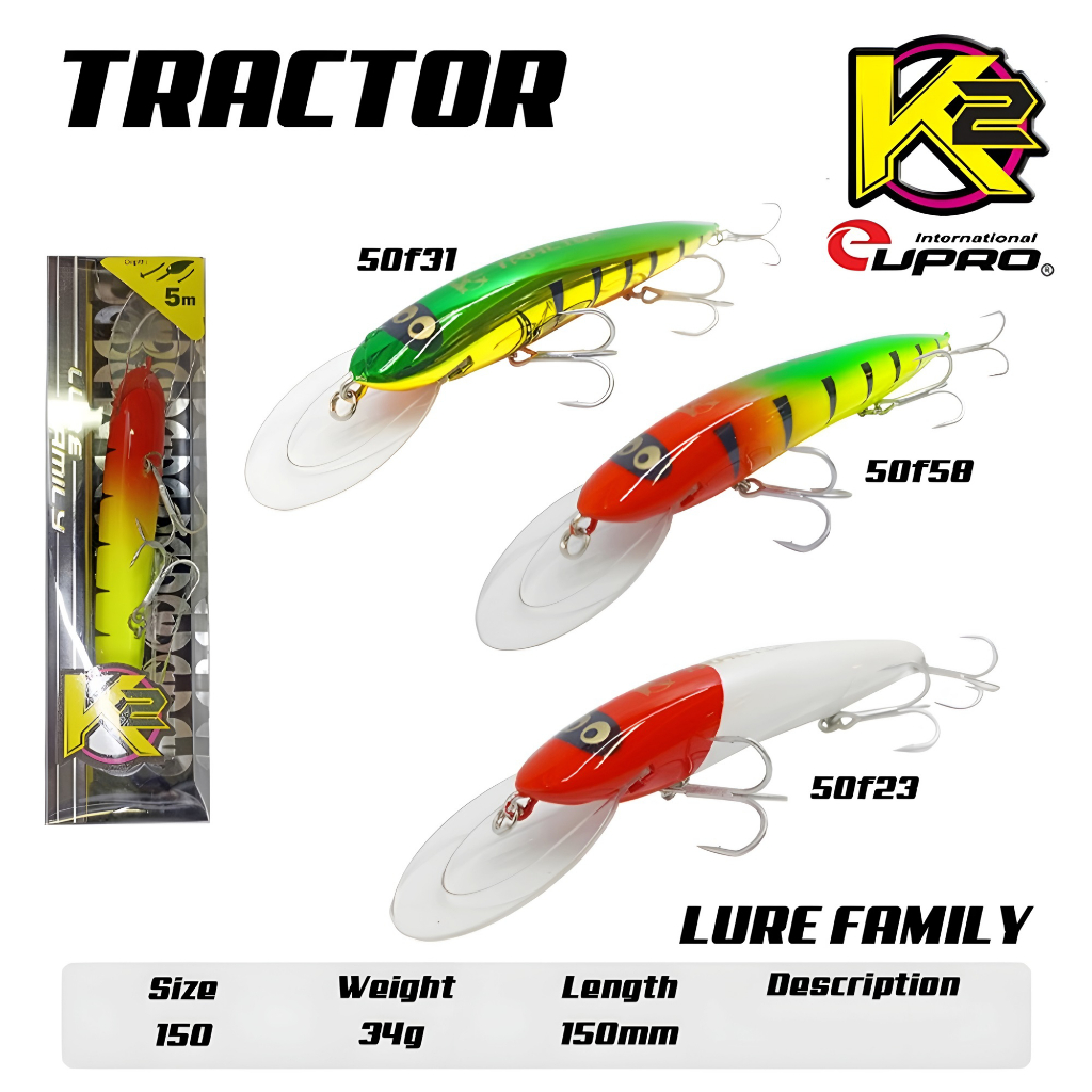 Eupro K2 TRACTOR Minnow Lure Family TT150 - Umpan Trolling Magnum Action Diving Depth 5M