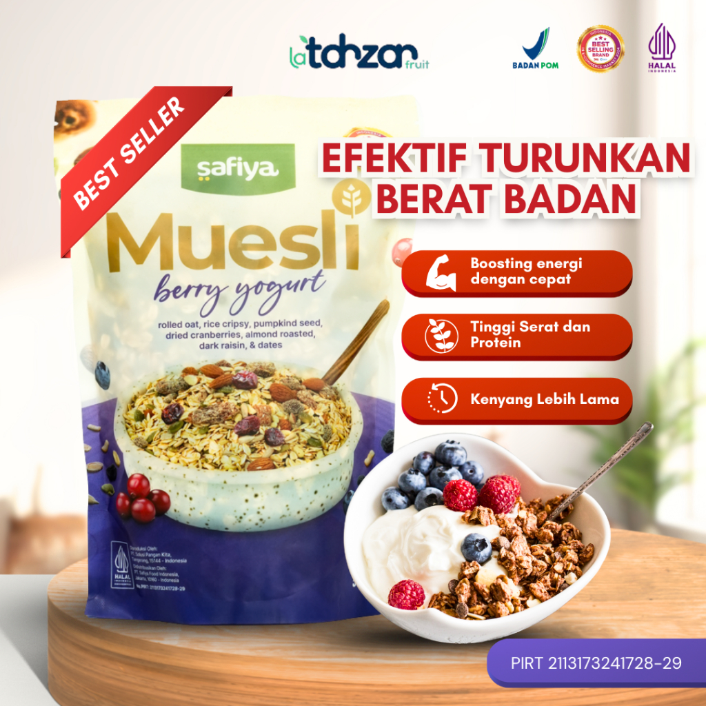 

Muesli Berry Yogurt 1 Kg Muesli Dried Fruit Mix Original Safiya Sereal Diet Sehat Oatmeal Instan
