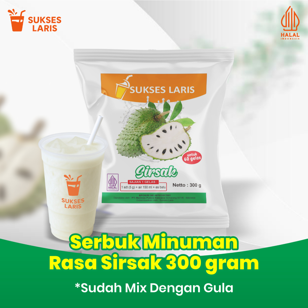 

BAHAN MINUMAN RASA 300 GRAM | SERBUK MINUMAN BUAH SIRSAK | BUBUK MINUMAN KEKINIAN