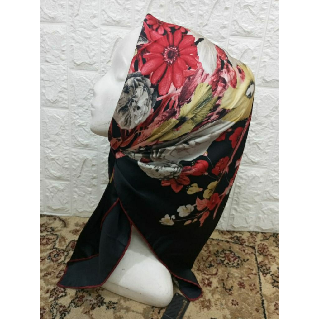 Hijab 100% Esarp Original Turki Ukuran 90*90 Merek Madame Polo Termurah Berkualitas Free Klip Turki