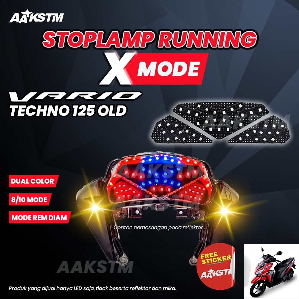 Lampu Rem Running X Mode Vario Techno LED 8 10 Mode Running Lampu Belakang Modifikasi Motor