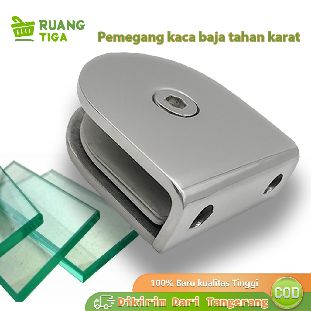 Penjepit Kaca Stainless Glass Clip Penjepit Kaca Dinding Penjepit Sudut Kaca Jepitan Kaca