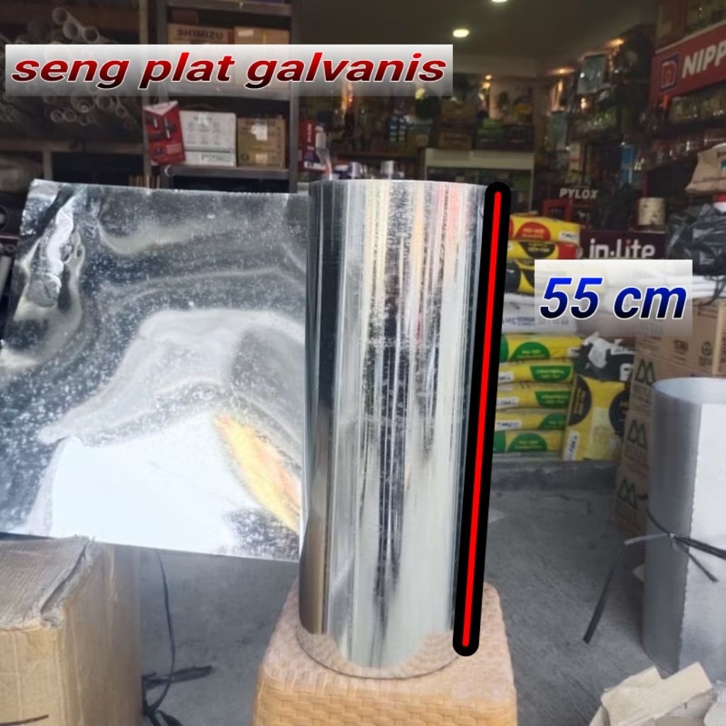 Seng talang galvanis 55 cm x 25 cm / plat seng galvanis lembaran potongan